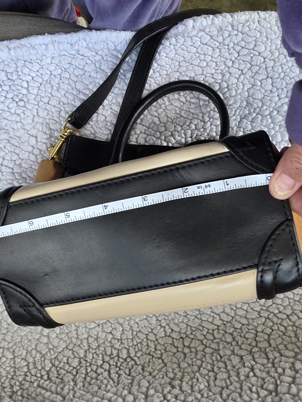 Celine Black and Cream Mini Luggage Bag with Tan Sides - Picture 16 of 16